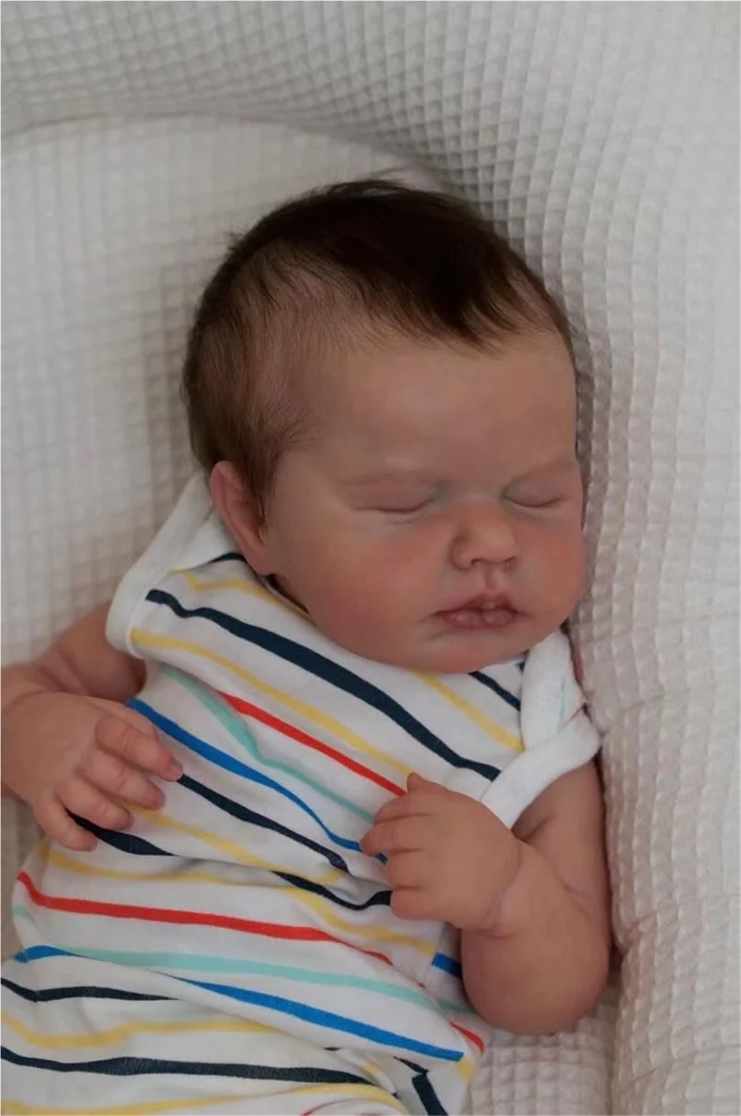 GloTide 20inch/50cm Full Body Closed Eyes Loulou Reborn Baby Doll With Rooted Hair Lifelike Newborn Baby