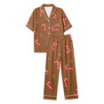 thumbnail image 6 of HAYIMI Women Christmas 2 Piece Pajama Set, Short Sleeve Lapel Button-Down Tops And Pants Set, Xmas Print Loungewear Sleepwear For Relaxed Evenings, 6 of 7