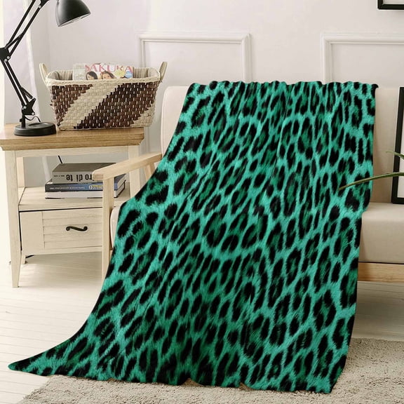 Throw Blanket Fleece Throw Blanket 40x50in, Green Leopard Texture Soft Lightweight Bed Blankets Abstract Geometric Art Fuzzy Couch Blankets for All Season