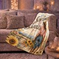 thumbnail image 6 of Sunflower Cowgirl Nostalgic Watercolor Western Ranch Scene, Peaceful Mountain Lake Scene, Warm Flannel Blanket for Cabin and Lodge, Outdoor Lovers Thanksgiving Gift, Artistic Home Decor, 6 of 9
