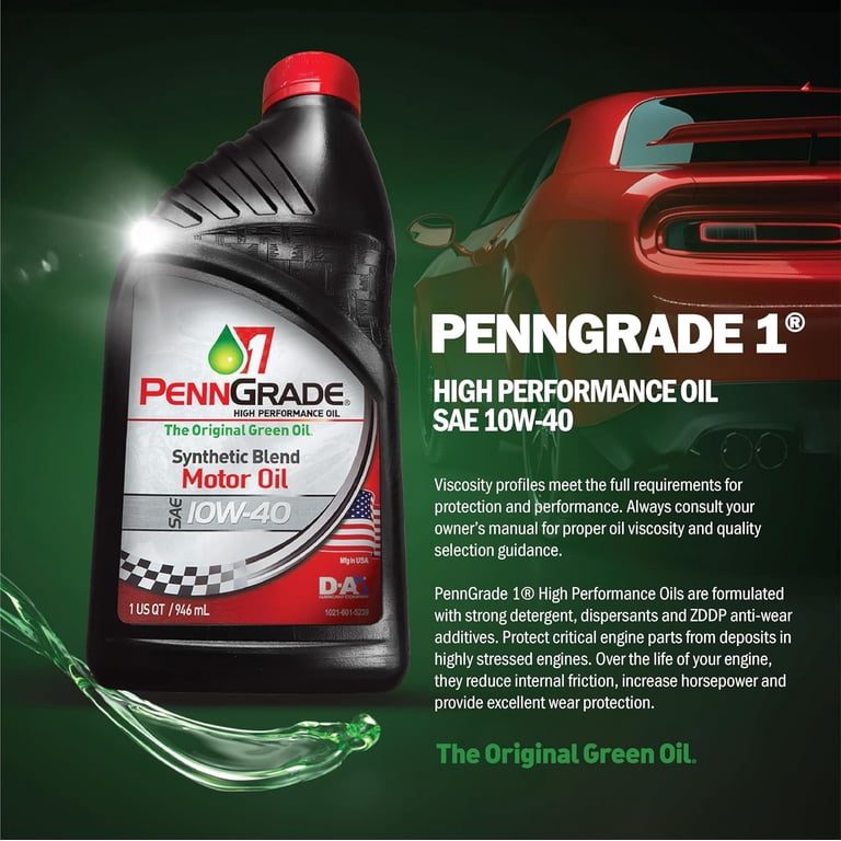 PennGrade 1 10W-40 Multi-Grade High Performance Oil, 6 Quarts