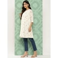 thumbnail image 4 of Janasya Women's Off White Cambric Cotton Botanical Print Flared Tunic, 4 of 6