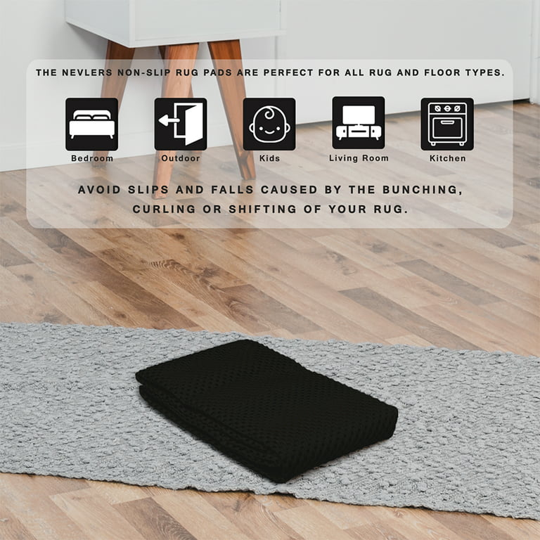 Nevlers 5' x 7' Black Non Slip Grip Rug Pad, Maximum Floor Protection