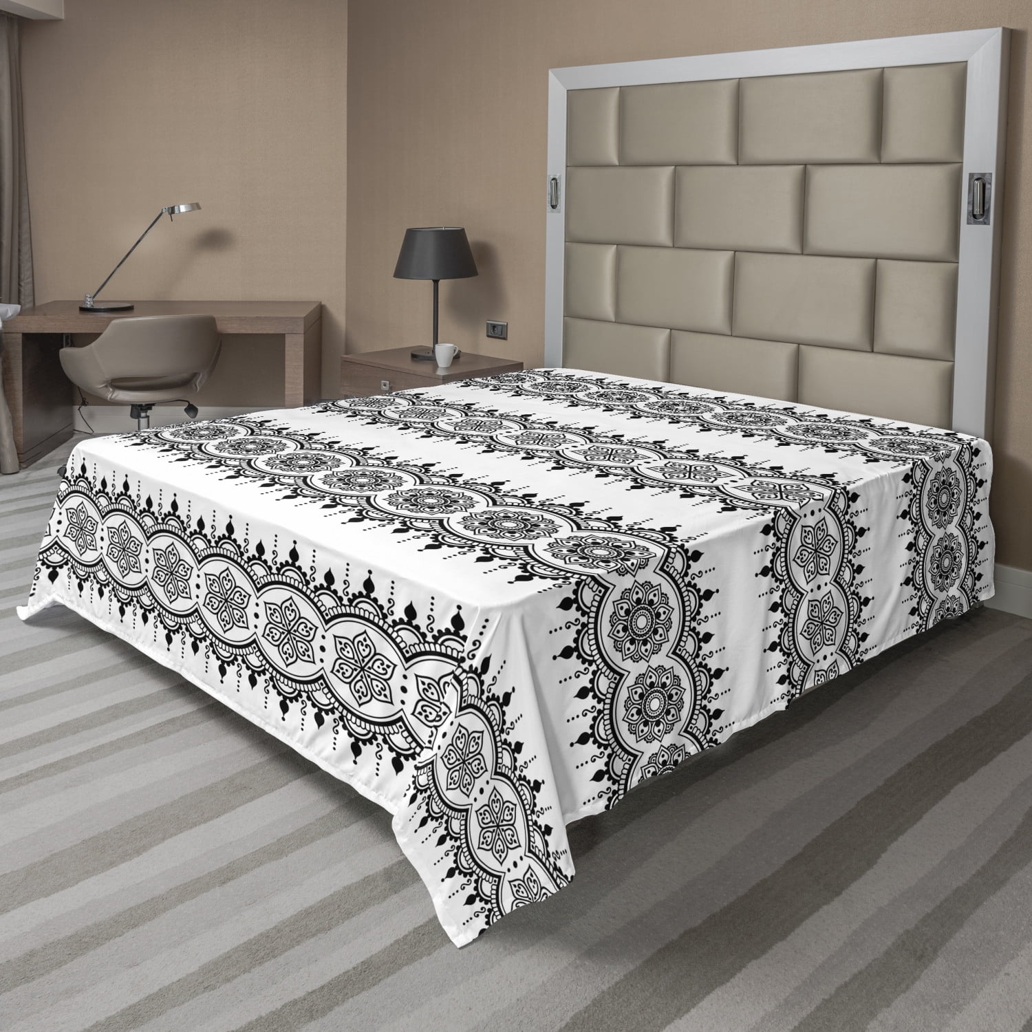 Ambesonne Mandala Motif Flat Sheet Top Sheet Decorative Bedding 6 Sizes 