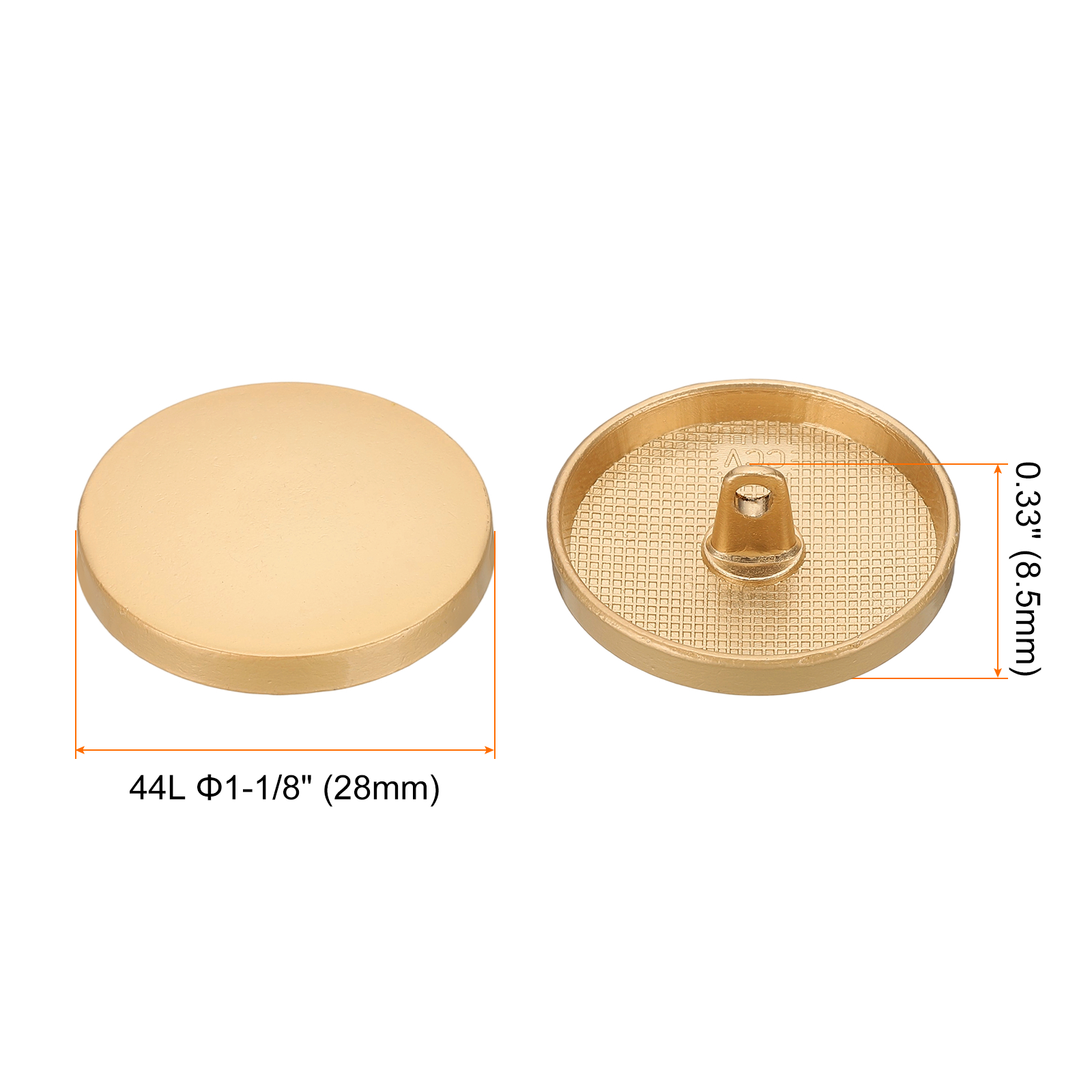 50pcs 44L Metal Round Flat Sewing Buttons 28mm Alloy Shank Craft Replacement Button for Men Women Suit Woolen Coat Shirt Trousers Sewing Crafts, Matt Gold