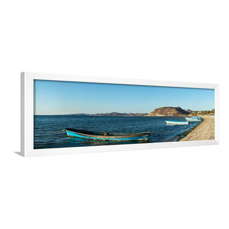 Fishing boats at beach, La Paz, Baja California Sur, Mexico Framed Print Wall