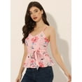 thumbnail image 2 of DARING DIVA Women's Floral Sleeveless Tie Waist Peplum Tank Top XS Pink, 2 of 6