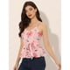 thumbnail image 2 of Cami floral sin mangas para mujer Tank Top con cuello en V y corbata en la cintura Peplum Blusa Rosa S, 2 of 5