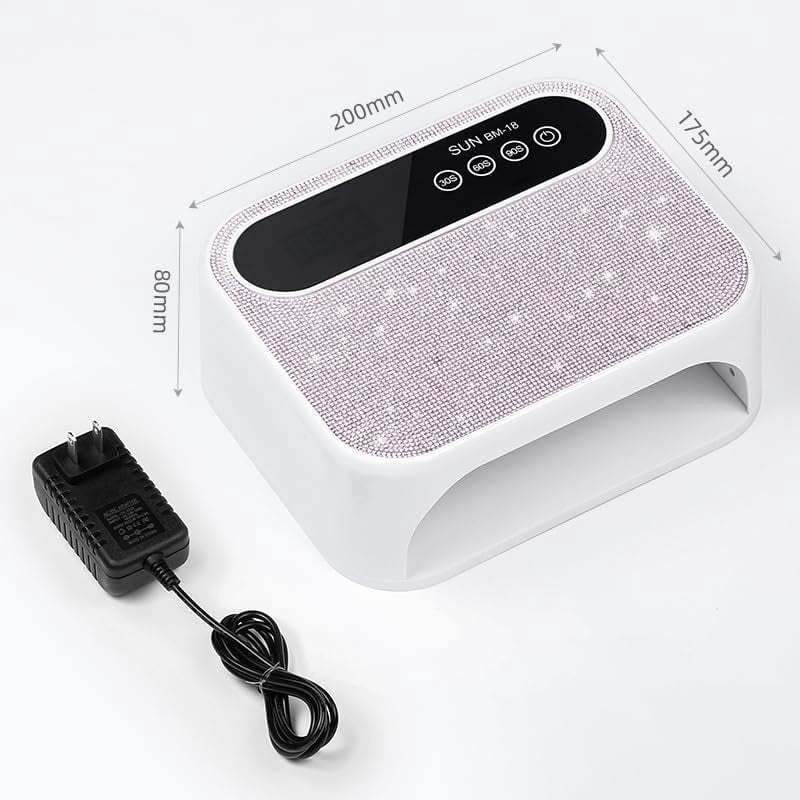 Cordless UV Nail Lamp, 168W Rechargeable UV Gel Nail Light, Sparkling Rhinestones Diamond UV Light, Professional Fast Curing Nail Dryer with 4 Timers Touch Control Auto Sensor for Salon & Home