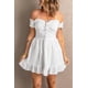 thumbnail image 2 of ABPHQTO Vestido corto con volantes y hombros descubiertos con detalle de corsé blanco para mujer, 2 of 5