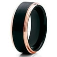 thumbnail image 2 of Silly Kings 8mm Rose Gold Tungsten Carbide Wedding Band Black Brushed Stepped Edge Comfort Fit Ring 14, 2 of 4