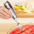 thumbnail image 1 of Tenedor de sandía 2 en 1 de acero inoxidable para uso doméstico, ideal para cortar fruta de verano, ideal para restaurantes, cocinas, picnics, 1 of 8