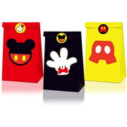 24 Packs Mickey Party Bags,Mickey Gift Paper Bags for Cookie,Cake,Chocolate,Candy,Snack Wrapping Good, Perfect for Theme Birthday Parties and Decorations