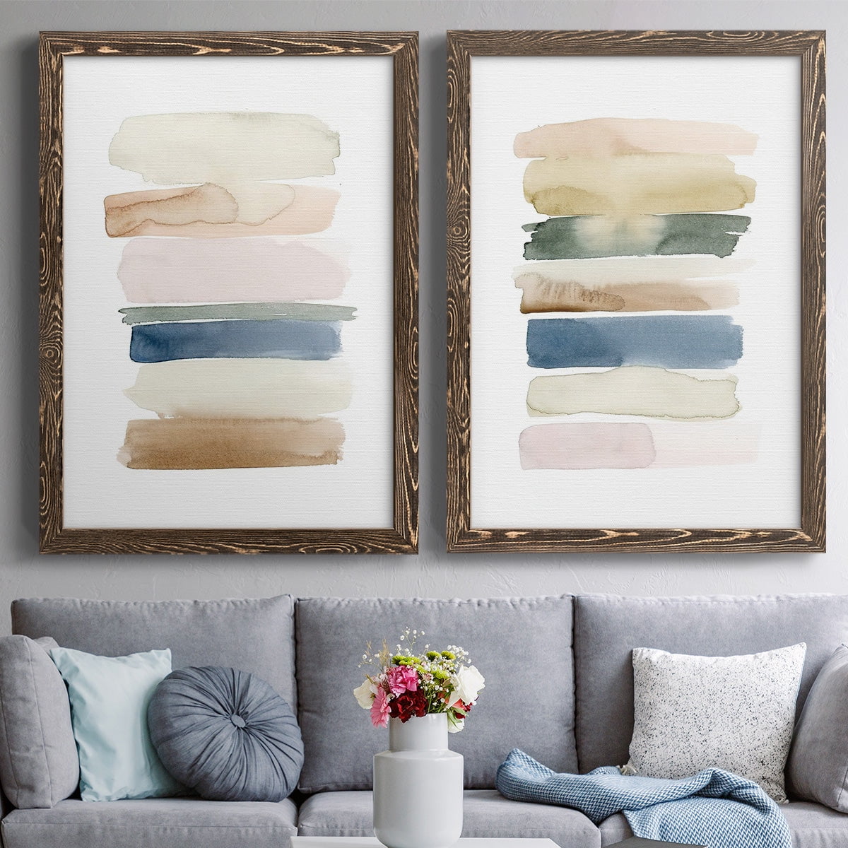 Faint Swatches I - Premium Framed Canvas 2 Piece Set - Ready to Hang