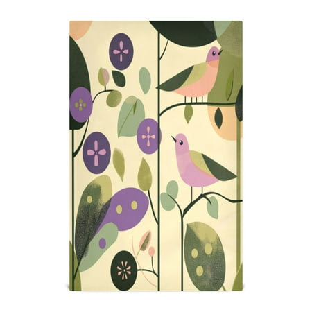 

Multi-Purpose Kitchen Towels 28x18 Inch Dishcloths with Hanging Loop Decorative and Practical Towels for Kitchen Dining Abstract Leaves and Birds