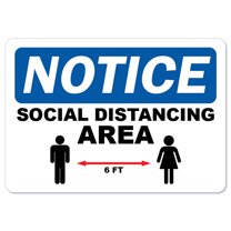 Public Safety Sign - Social Distancing Area | Peel And Stick Wall Graphic | Protect Your Business, Municipality, Home & Colleagues | Made in the USA