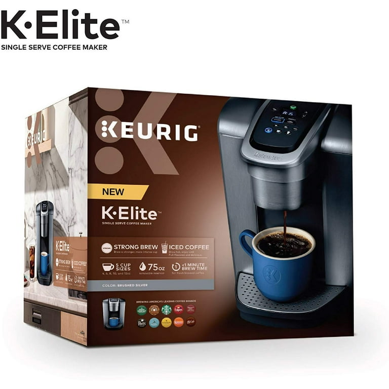 Keurig K Elite Coffee Maker Single Serve K Cup Pod Coffee Brewer With Iced Coffee Capability Brushed Silver