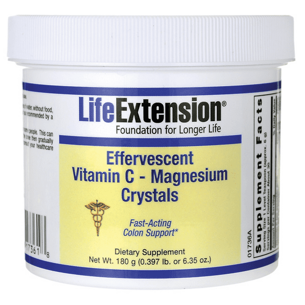 Life Extension Effervescent Vitamin C Magnesium Crystals 6.35 oz.