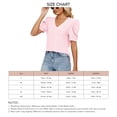 thumbnail image 6 of Slatcetga Women V Neck Top Puff Sleeve Shirt Short Sleeve Top Loose Hollow Out Slim Shirt Pink XL, 6 of 6