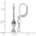 thumbnail image 5 of Sterling Silver Gorgeous, Luxurious 22 30 Mm 5 Rhodium-Plated Polished Blue Crystal Bonefish Dangle Earrings, 5 of 5