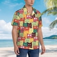 thumbnail image 5 of Xecao Cute Cartoon Cat print Hawaiian shirt - a stylish short-sleeve button-down for men, perfect for casual beach and tropical outings., 5 of 9