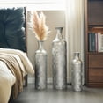 thumbnail image 4 of S-HOME Contemporary Decorative Metal Vases Set of 3 Matte Finish  with Textured Pattern for Home & Event Decor 19.69 to 32.68 Inch, Silver, 4 of 11