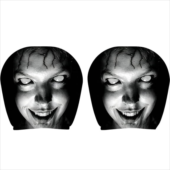 2/4 Ghost Face Headrest Covers, Scary Headrest for Cars, Universal Fit Car Seat Protectors, Lightweight Breathable Comfort, Durable & Machine-Washable