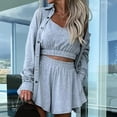 thumbnail image 4 of Elainilye Fashion Workout Outfits for Women Fall Winter Track Suits 3 Piece Outfits Cardigan Cropped Tank Tops Pants Matching Sets,Gray, 4 of 9