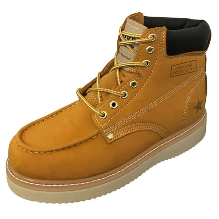 

Men s Work Boots Genuine Leather Moc Toe 6 Classic Wedge Tred Sole Roofing Fashion Water/ Oil Resistant Insulated