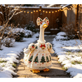 thumbnail image 5 of Porch Goose christmas Outfits,Holiday Porch Goose Clothes, Xmas Bell Bow Printed Dress Outfit for 23" Yard Goose Statue, Winter Front Entryway Decoration Accessory, 5 of 8