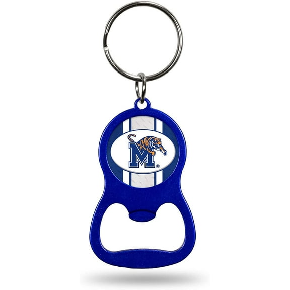 University of Memphis Tigers Premium Solid Metal Bottle Opener Keychain, Key Ring, Team Color