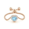 thumbnail image 2 of Angara Natural 0.2 Ct. Aquamarine with Diamond Halo Ring in 14K Rose Gold for Women (Ring Size: 3.5), 2 of 9