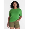 thumbnail image 2 of Time and Tru Women's Crewneck Sweater with Short Sleeves, Lightweight, Sizes XS-XXXL, 2 of 6