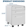 thumbnail image 2 of GarveeHome 3 Drawer Rolling File Cabinet with Lock, Carbon Steel Storage Cabinet for A4, Letter, Legal File Folders, Mobile Filing Cabinet for Home Office, Under Desk, 2 of 7