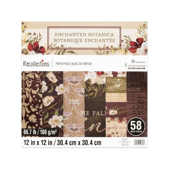 12" x 12" Enchanted Botanica Paper Pad by Recollections - Acid and Lignin Free Paper for Scrapbooks - Arts & Crafts - 6 Pack