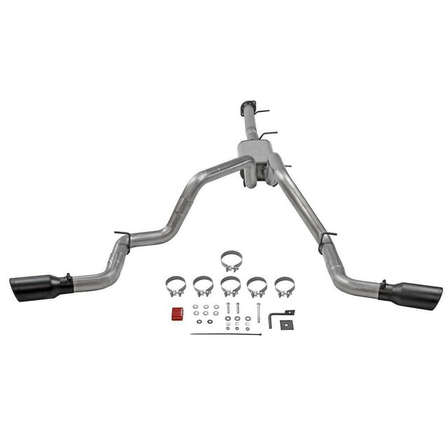 Flowmaster Exhaust System Kit 718111 FlowFX Cat-Back System; 409S Stainless Steel; With Muffler; 3 Inch Tube Diameter; Dual Exhaust With Dual Exit; Dual Side Exit; With Hardware And Hangers