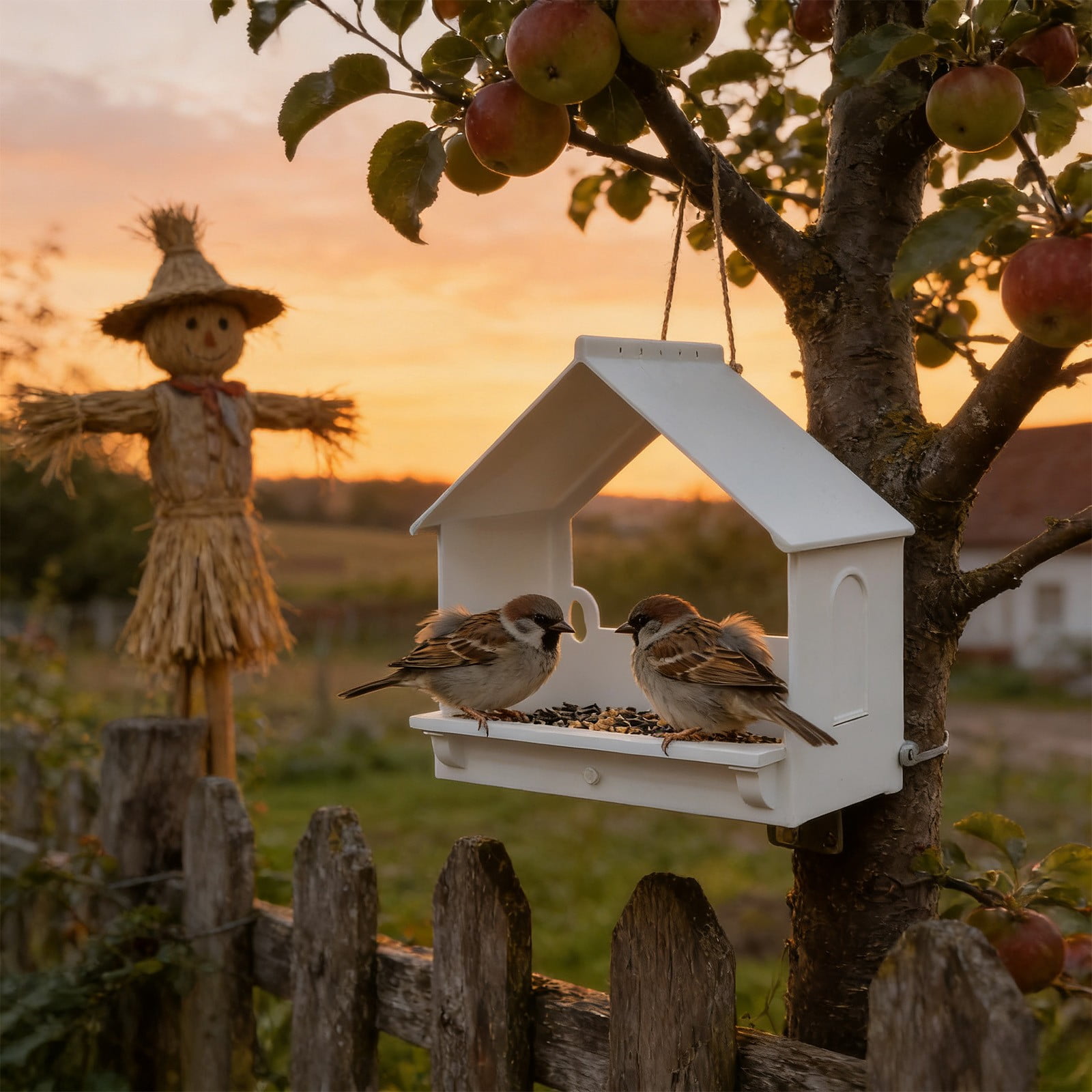 Specollect 4 Pcs Bird Feeder for Outdoors, Window Mount with Suction Cup, Hanging Bird Food Dispenser, Waterproof White Plastic, Garden & Patio Bird Watching