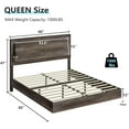 thumbnail image 6 of VanAcc Queen Size Wood Floating Bed Frame with Headboard & LED Light, Wooden Platform Bed Frame with Slats Support, Easy Assembly, Rustic Grey, 6 of 8