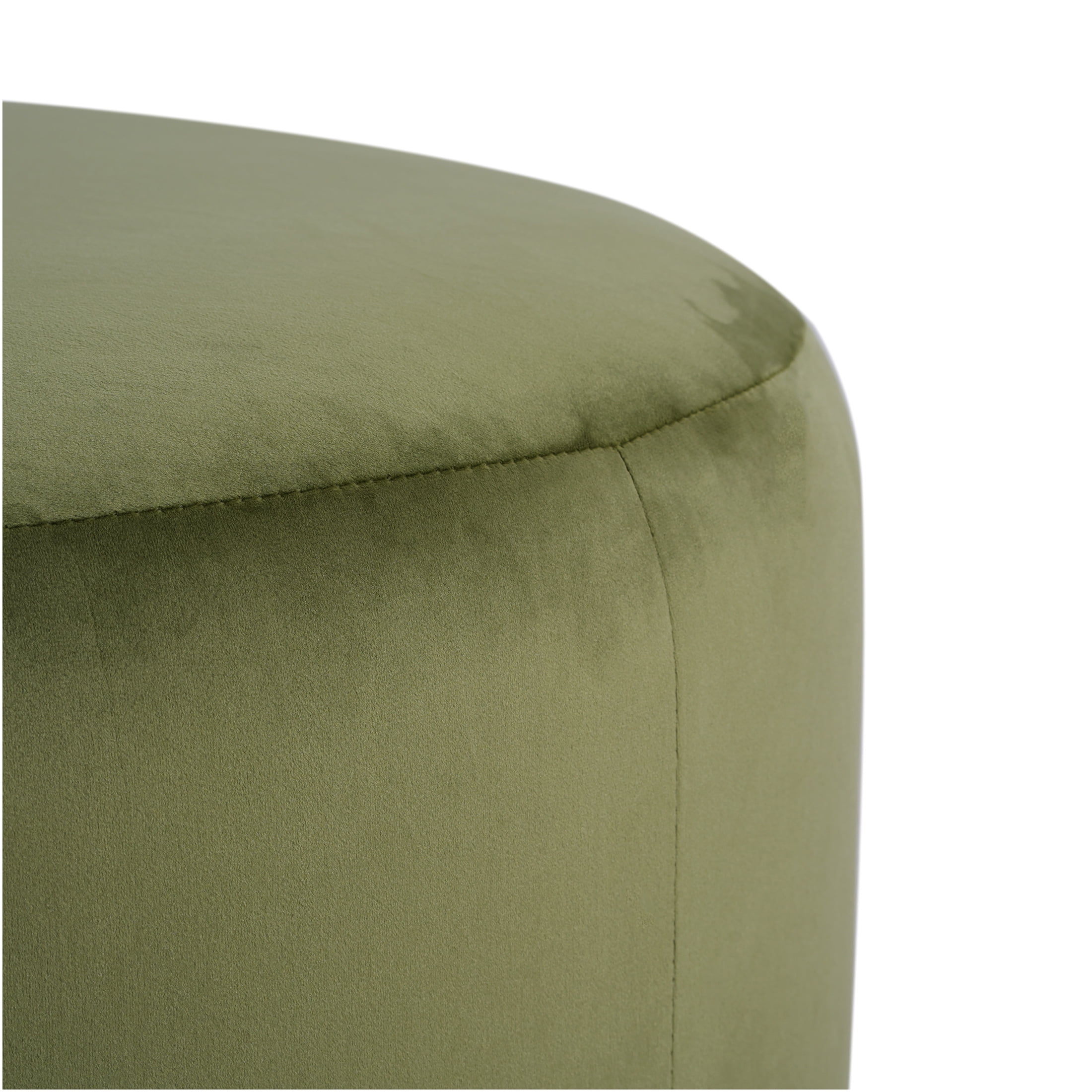 JERFIT Round Velvet Ottoman Pouf Footrest, Olive Green Velour Tufted Storage Stool for Living Room, Modern Accent Seating