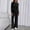 Black, variant on Athletic Outfit Sets 2 Piece Women Solid Crew Neck Crop Long Sleeve Wide Leg Pants Navy XL