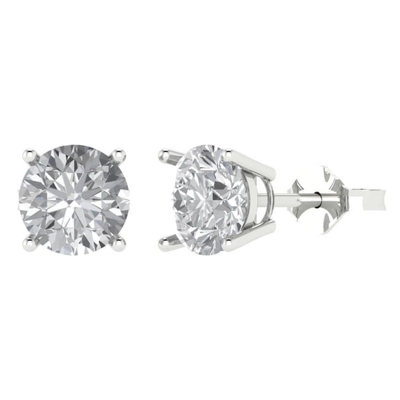 Clara Pucci 3Ct Clear Round Cut VVS1 Push Back Stud 18k Solid hypoallergenic Gold Designer Earrings For April