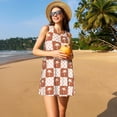 thumbnail image 3 of Daiia Brown Palms Print Women's Dresses 2025 Trendy Short sleeve Dresses Casual Baggy Flowy Maxi Sun Dresses, 3 of 7