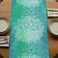 thumbnail image 5 of Table Runners 72 Inches Long Dress Scarves, Turquoise Boho Farmhouse Kitchen Table Runner, Coffee Tablerunners, Oriental Abstract Motifs Traditional Bohemian 18x72 Inch, 5 of 9