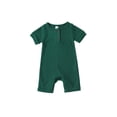thumbnail image 1 of Mialoley Lovely Baby Romper, Short Sleeve Round Neck Solid Color Ribbed Buttoned Short Pants for Summer Spring, Kids Clothing, 1 of 7