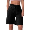 thumbnail image 2 of RYRJJ Womens Cotton Sweat Shorts Casual Summer Loose Athletic Short Pants Drawstring Waist Lounge Running Yoga Shorts with Pockets(Black,S), 2 of 7