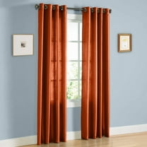 1 PANEL Nancy  SOLID BRICK SEMI SHEER WINDOW FAUX SILK ANTIQUE BRONZE GROMMETS CURTAIN DRAPES 55 WIDE X 63" LENGTH