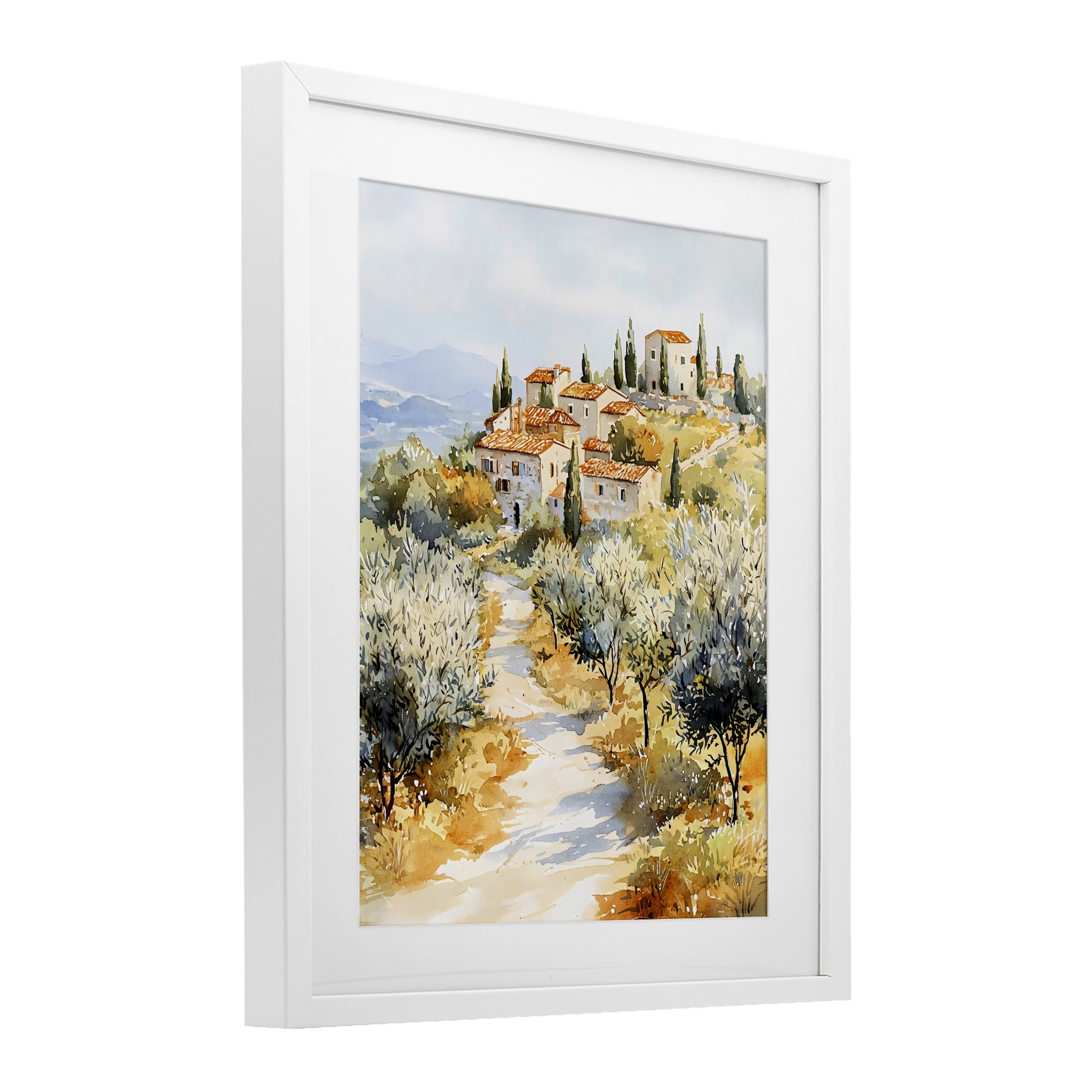 Stupell Industries Tuscan Hilltop Village View White Framed Print Under Glass, design by LSR Design Studio