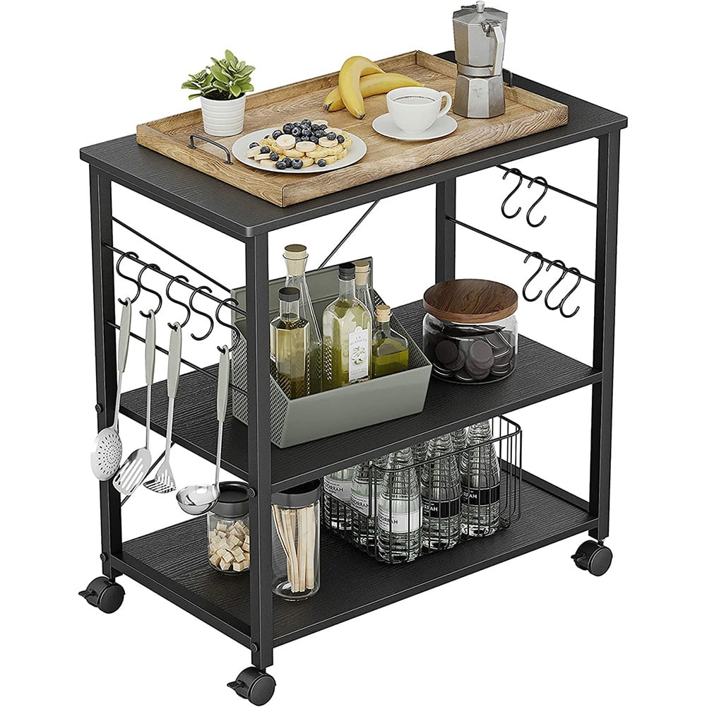 Baker'S Rack kitchen cart, 3 tier microwave oven rack with casters