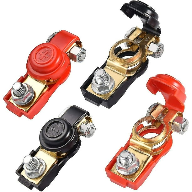 4 terminales universales de cable de batería negativos y positivos, conectores de terminales de batería de coche de placa de cobre de liberación rápida