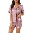 thumbnail image 1 of Conjuntos de pijama para mujer INSPIRE CHIC, camiseta de manga corta con botones y pantalones cortos, conjuntos de lounge M Rosa, 1 of 6